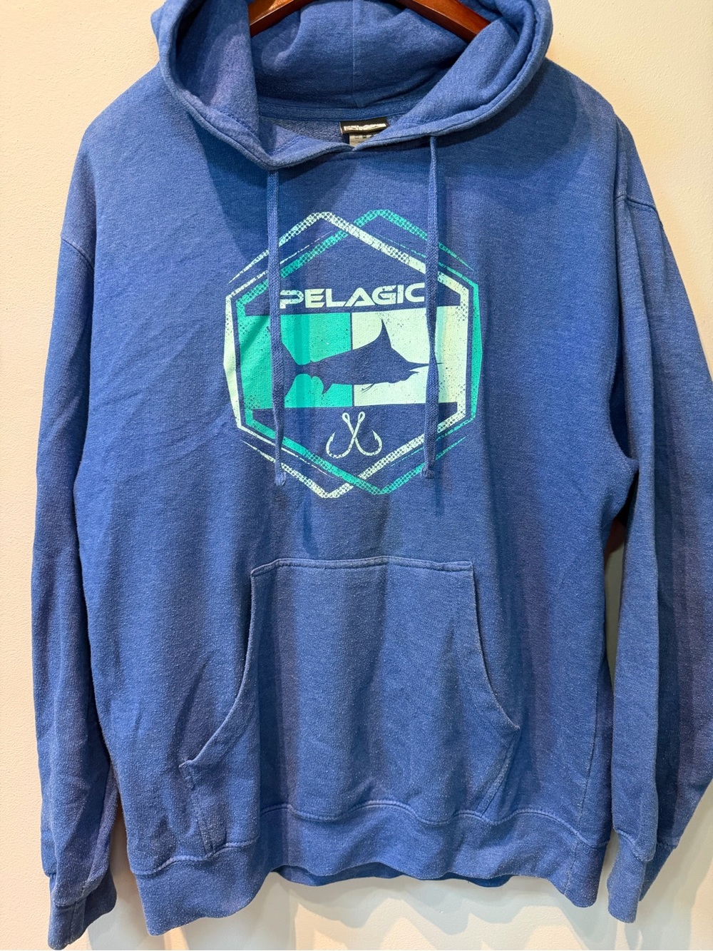 Pelagic Blue Pullover Hoodie with Marine Graphic